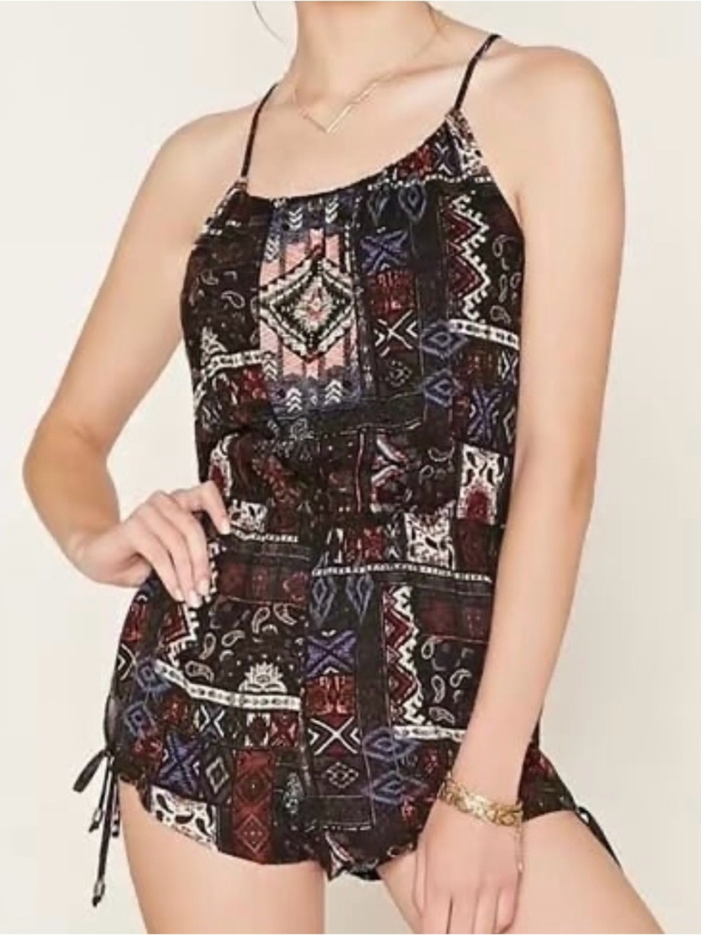 Forever 21 Multicolor Printed Romper 
Paisley Print